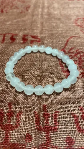 8MM White Agate Bead Stretchy Bracelet