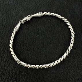 8" 4mm Twisted Link Bali Silver Finished Chain Bracelet - 1 pc. (J253)