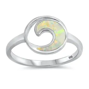 925 Sterling Silver Opal Wave Ring