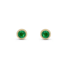 9ct Yellow Gold 3mm Emerald Rubover Stud Earrings 0.2ct