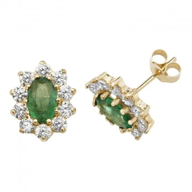 9ct Yellow Gold Emerald Stud Earrings ES545EM