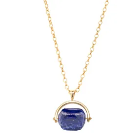 9ct Yellow Gold Lapis Spinner Pendant With Chain