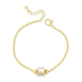 Absolute White Opal Square Pendant Bracelet, Gold