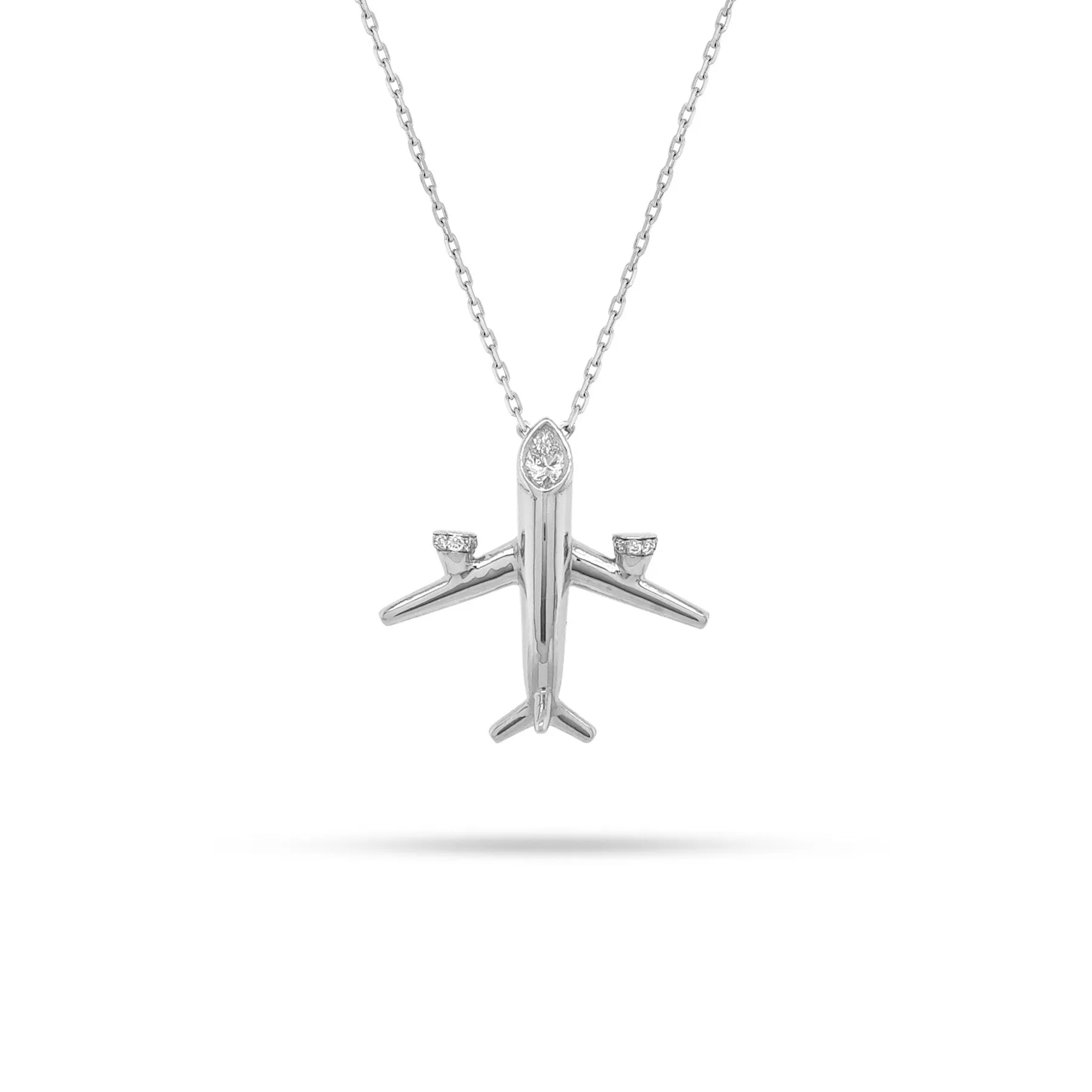 Aeroplane Pear Round Diamond Pendant