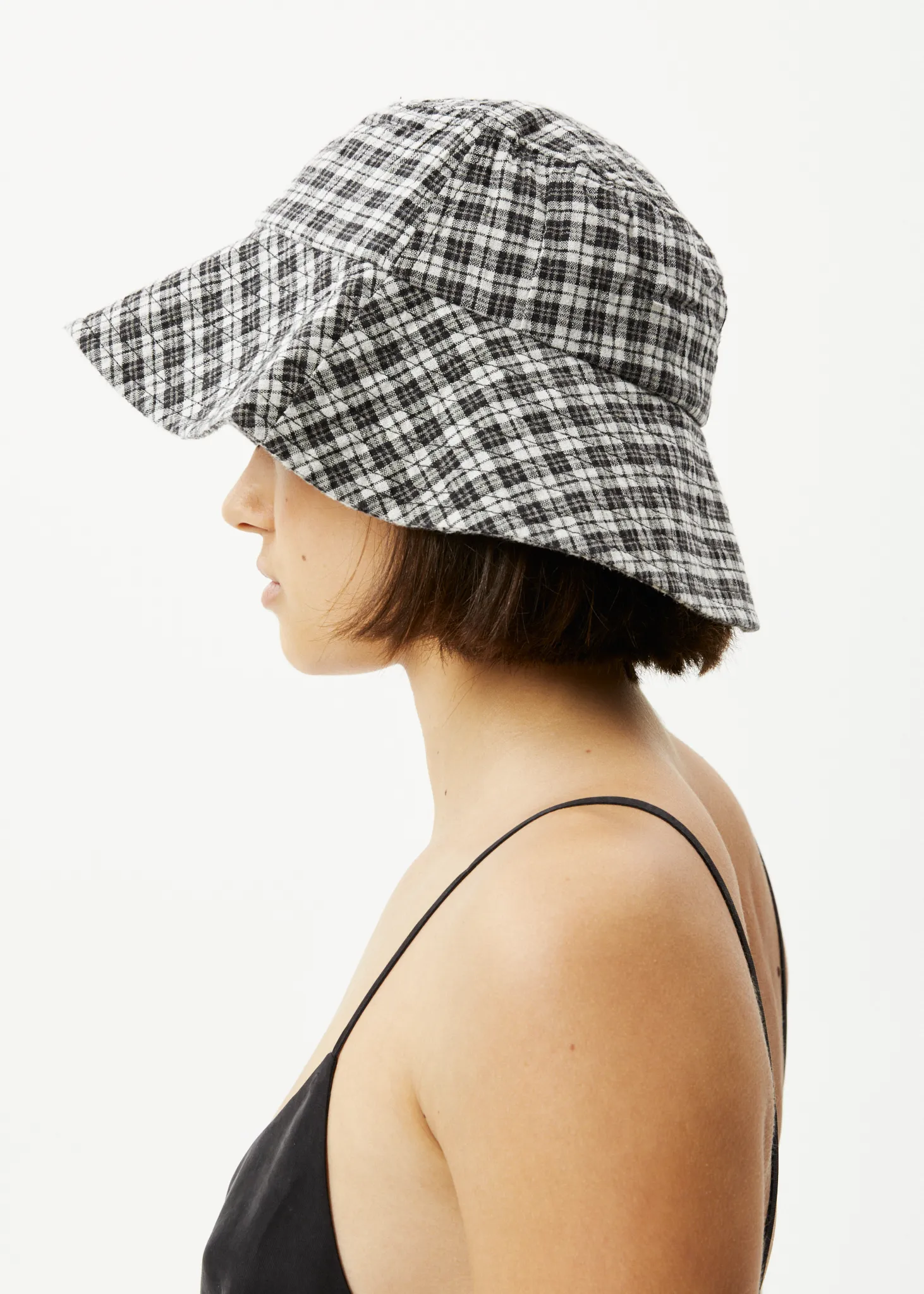 AFENDS Unisex Asta - Check Seersucker Bucket Hat - Steel