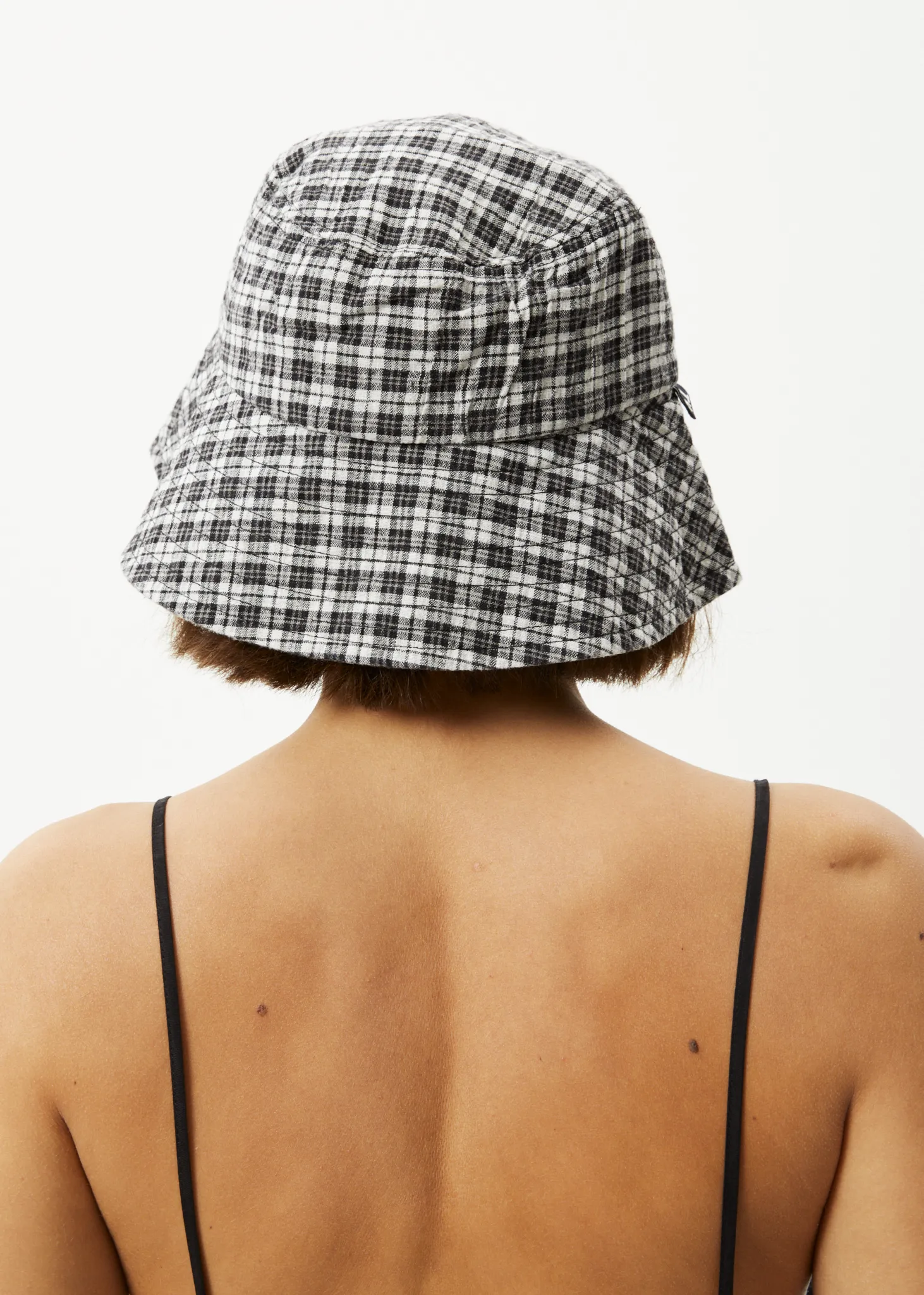 AFENDS Unisex Asta - Check Seersucker Bucket Hat - Steel