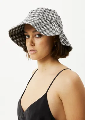 AFENDS Unisex Asta - Check Seersucker Bucket Hat - Steel