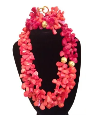 African Coral Beads with gold plated Jewellery Set Red