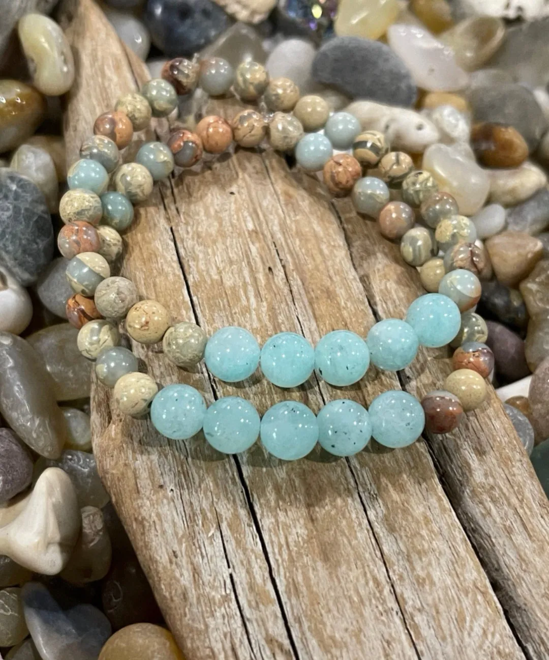 African Opal Single Mala Bracelet