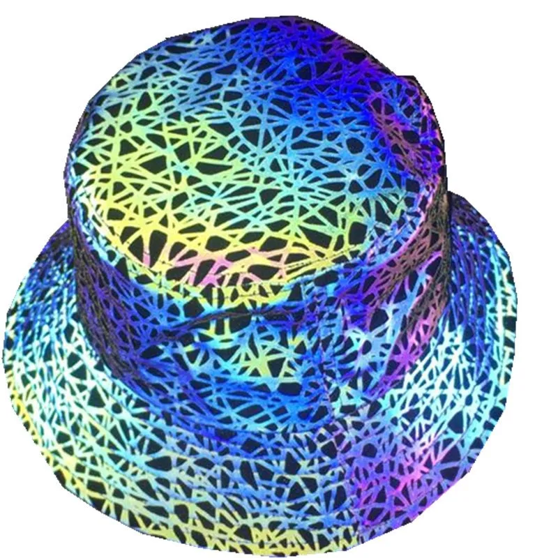 Aidase Colorful Reflective Fisherman Hat Men/Women Nest Print Streetwear Bucket Hat Caps Harajuku Hip Hop Night Running Unisex Cap Men