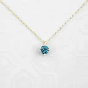 Alice Necklace 5mm Montana Sapphire, 14k Yellow Gold (One of a kind)