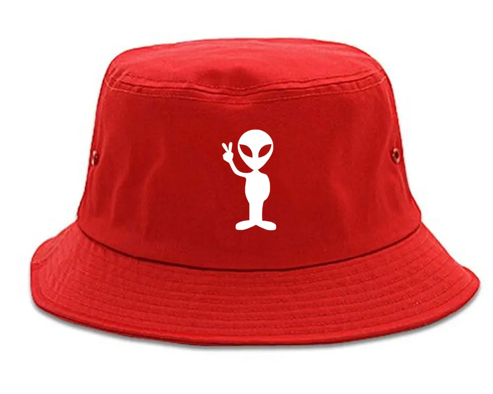 Alien Peace Sign Chest Mens Bucket Hat