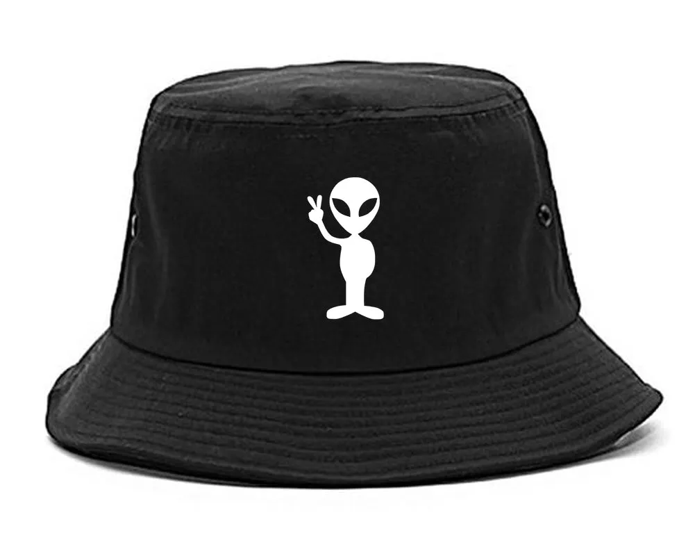 Alien Peace Sign Chest Mens Bucket Hat