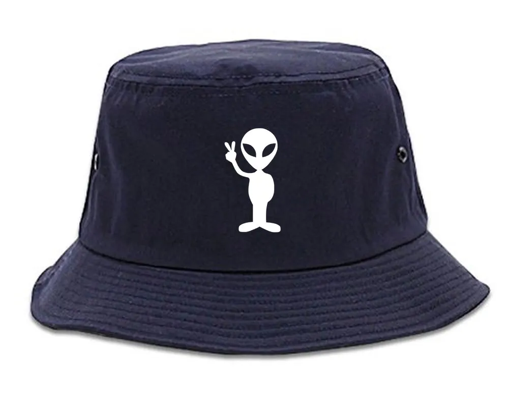 Alien Peace Sign Chest Mens Bucket Hat