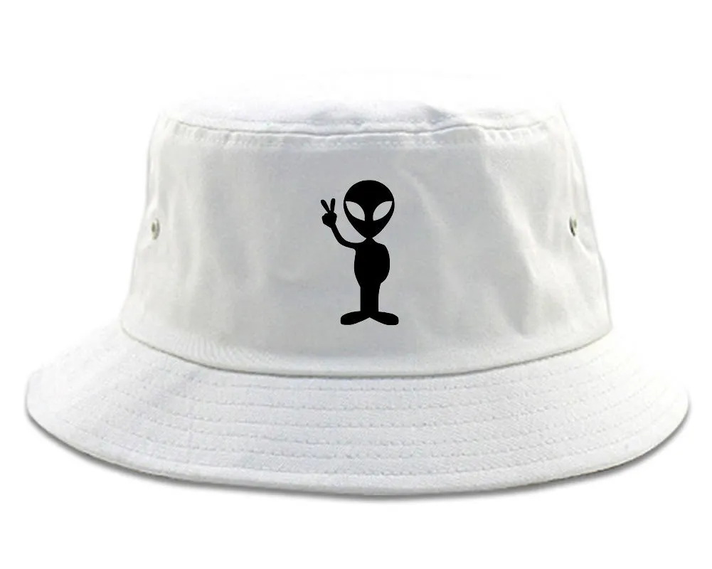 Alien Peace Sign Chest Mens Bucket Hat