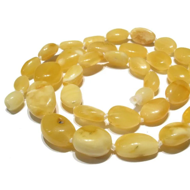 Amber (Light Yellow Butterscotch) Nugget Knotted Strand/Necklace