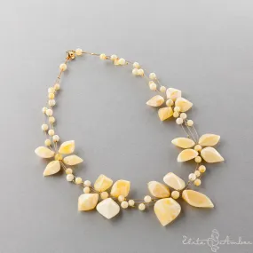 Amber necklace "Brilliant royal flowers"