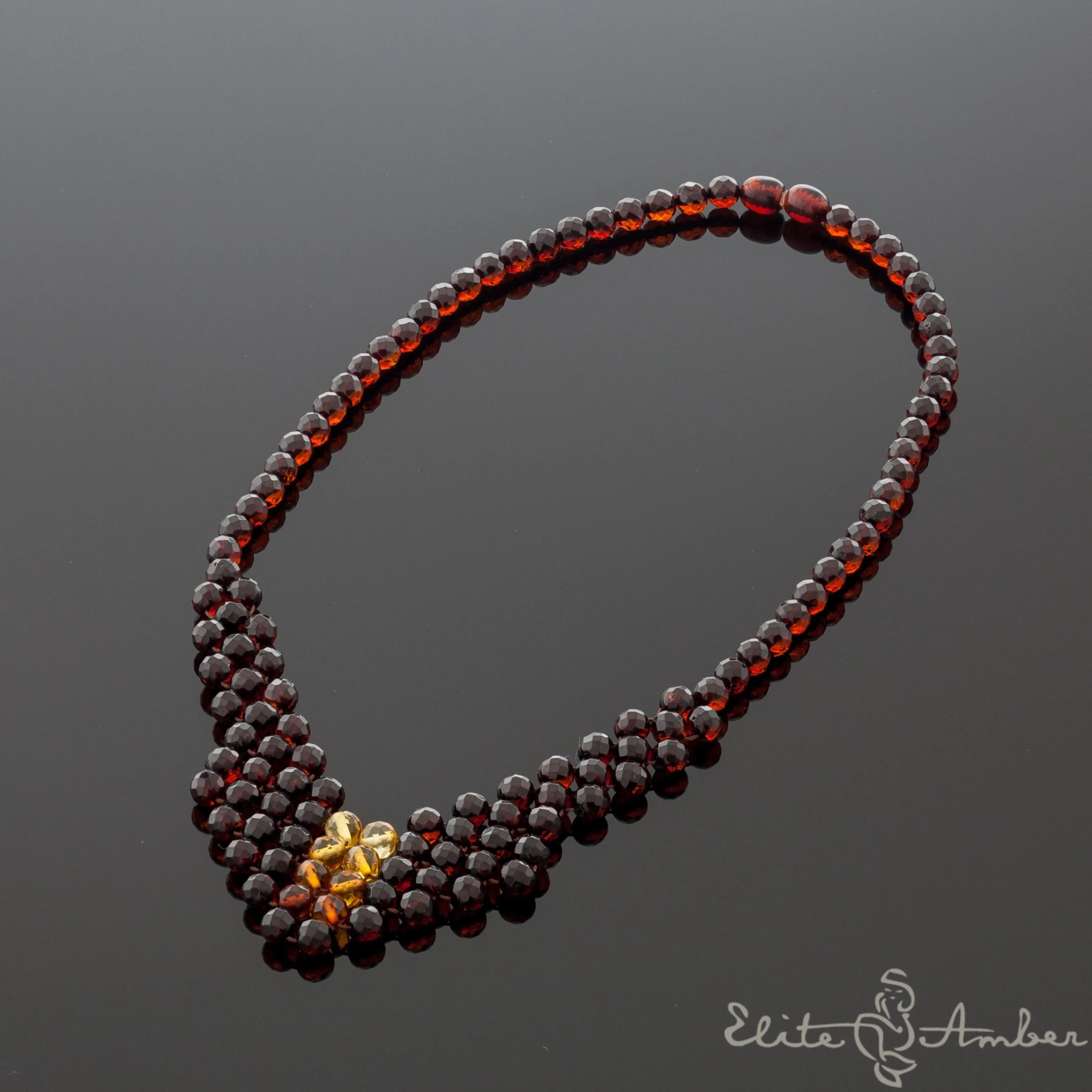 Amber necklace "Princess sun droplet"