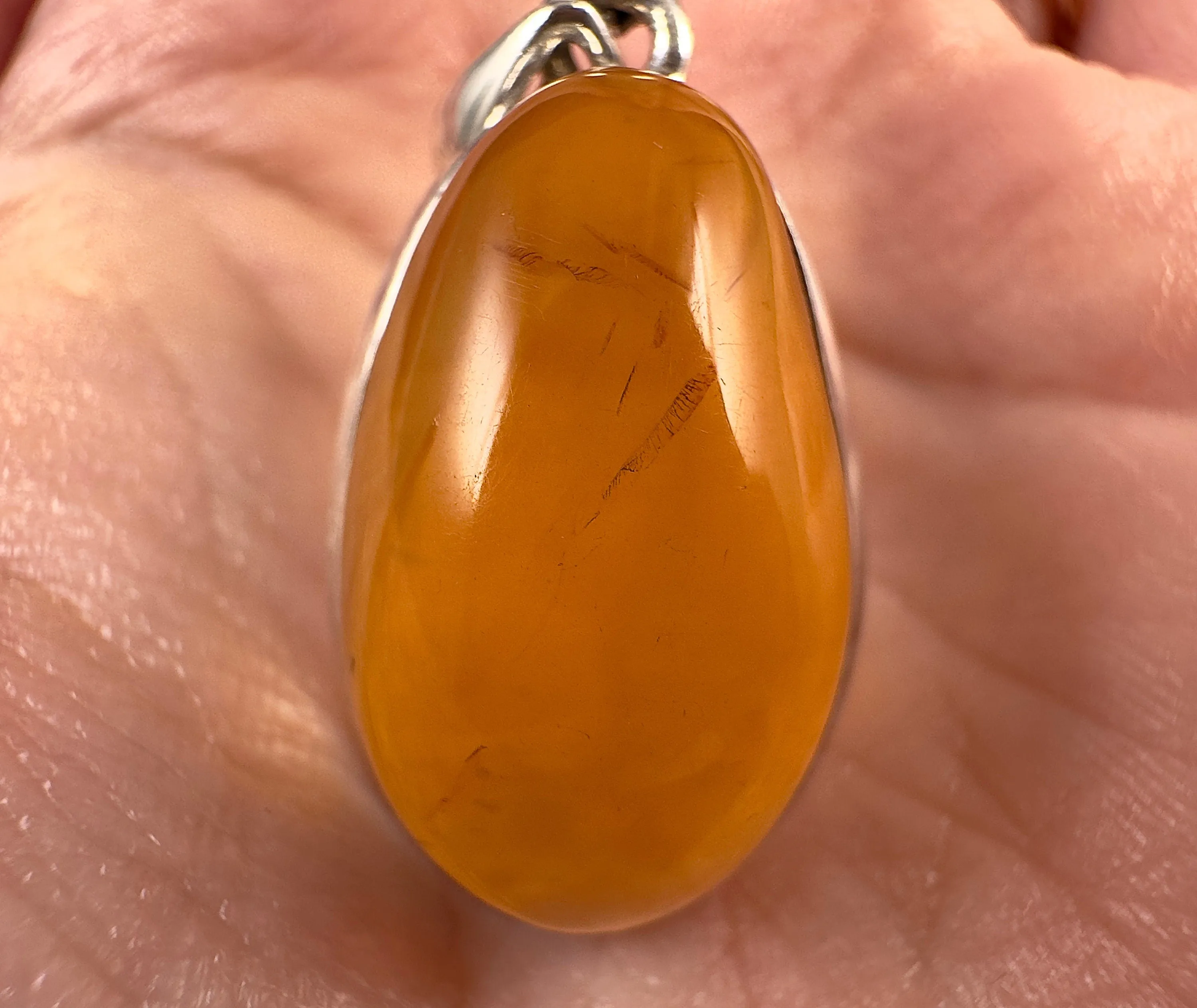 AMBER Pendant - AAA, Sterling Silver - Crystal Pendant, Fine Jewelry, Healing Crystals and Stones,  53429