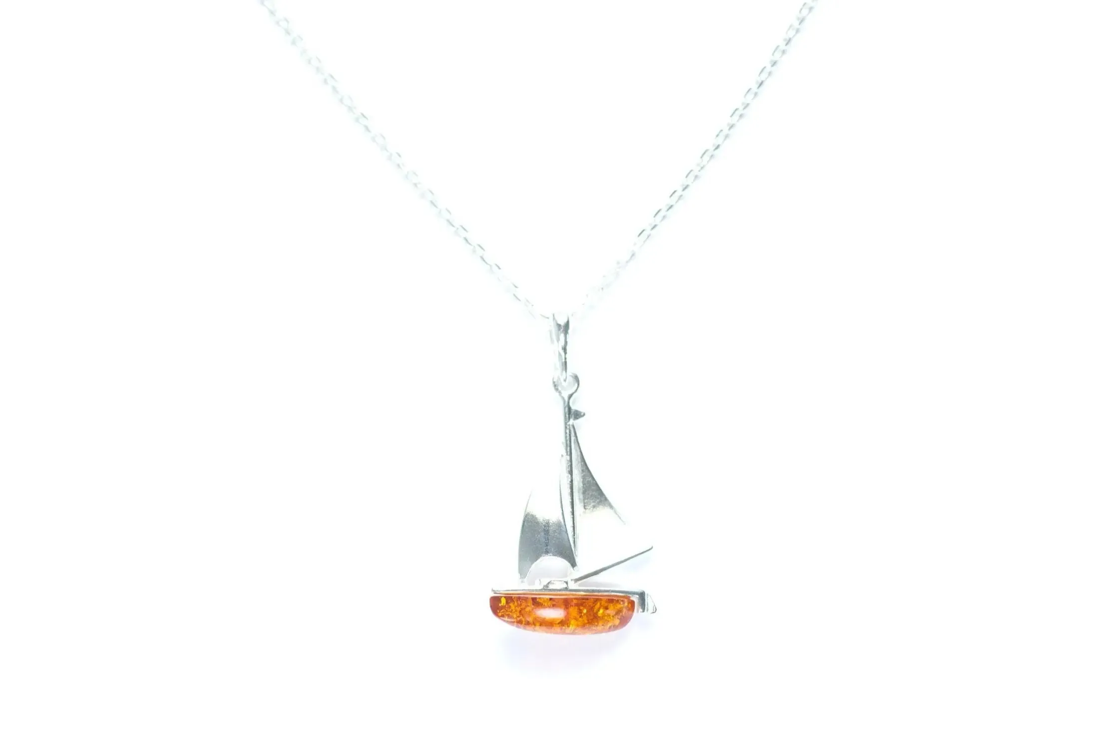 Amber Sailboat Charm Pendant