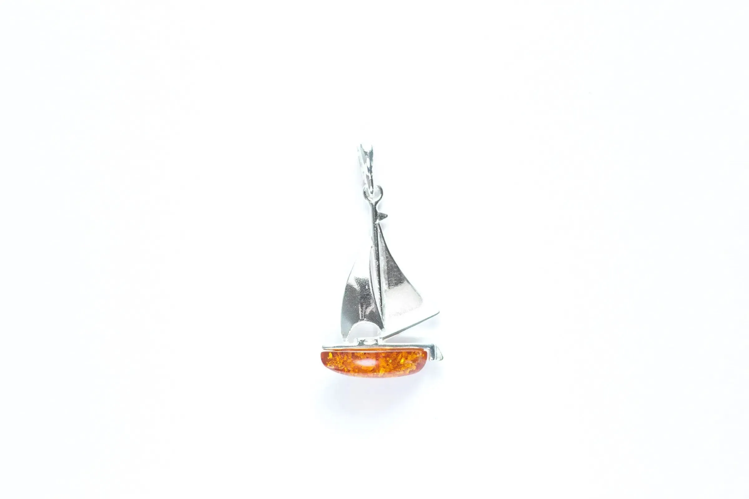 Amber Sailboat Charm Pendant