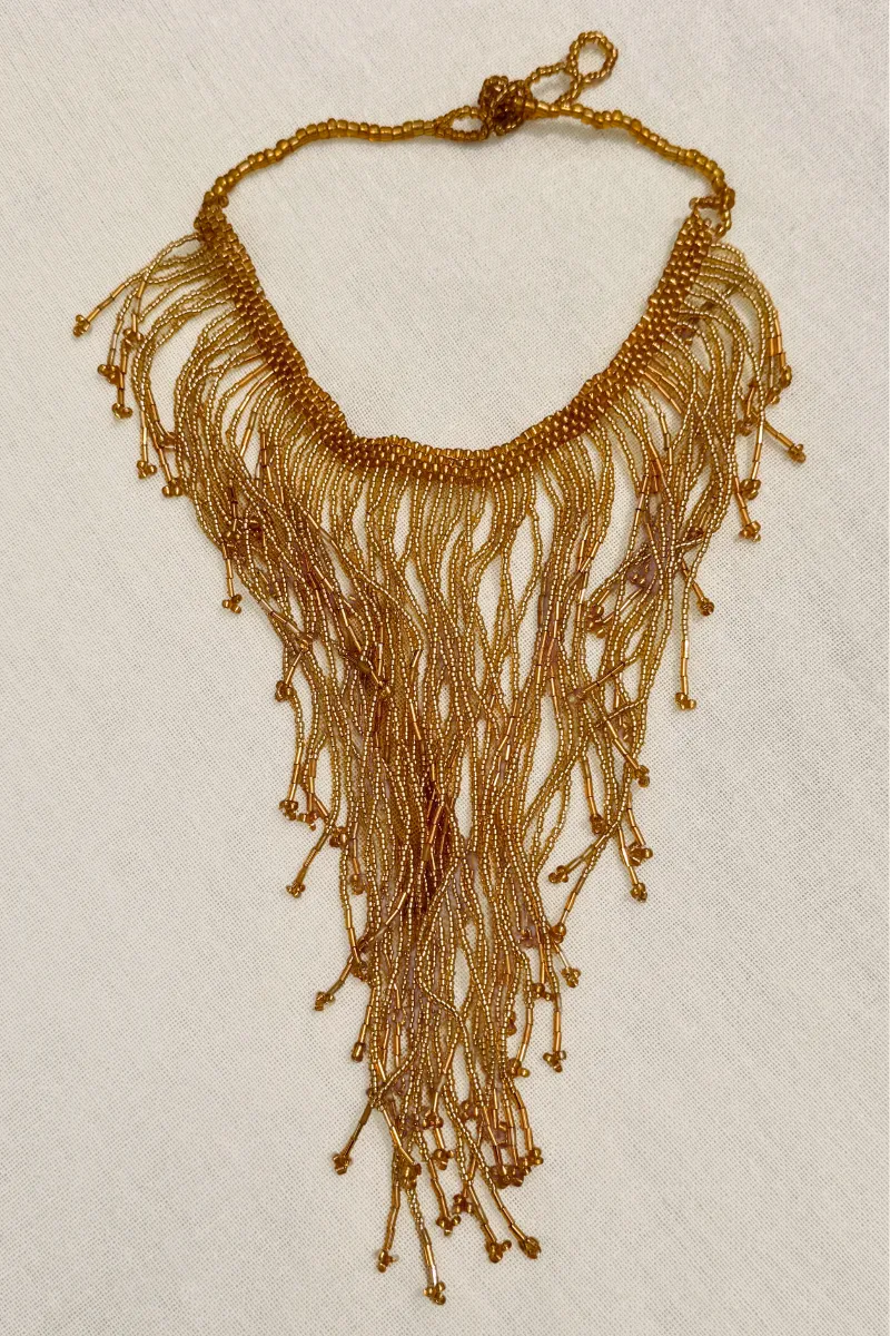 Amber Waterfall Beaded Necklace