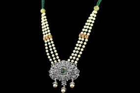 American Diamond Pendant Set With Pearls Necklace By Asp Fashion Jewellery