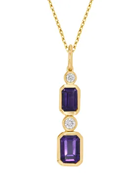 Amethyst Pendant - 10ct Yellow Gold Amethyst and Diamond Pendant - 786641