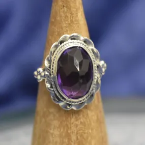 Amethyst Pointed Ring (925) Sterling Silver