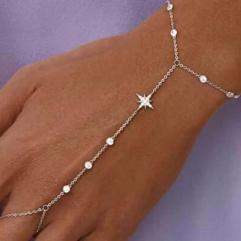 Anastasia Silver Dainty Ringlet Hand Chains