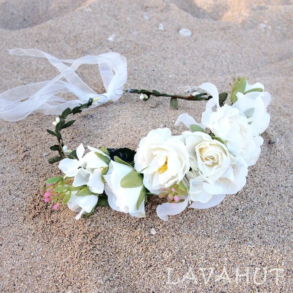 Angelic White Flower Crown