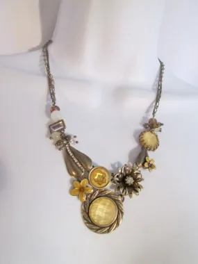 ANTHROPOLOGIE Flower Floral JEWEL Encrusted RHINESTONE Bead Necklace Choker 2 Strand Tier