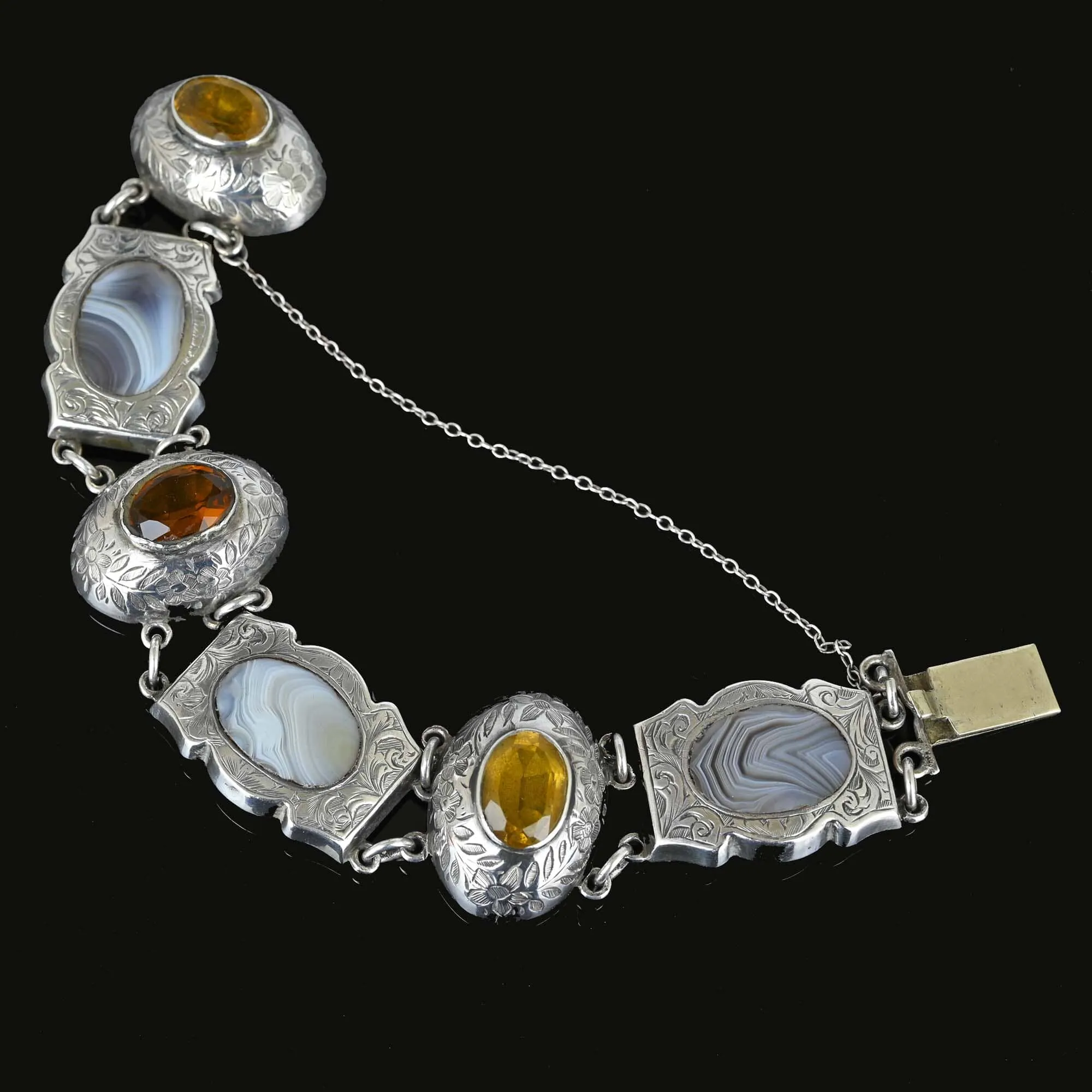 Antique Scottish Montrose Agate Cairngorm Citrine Bracelet