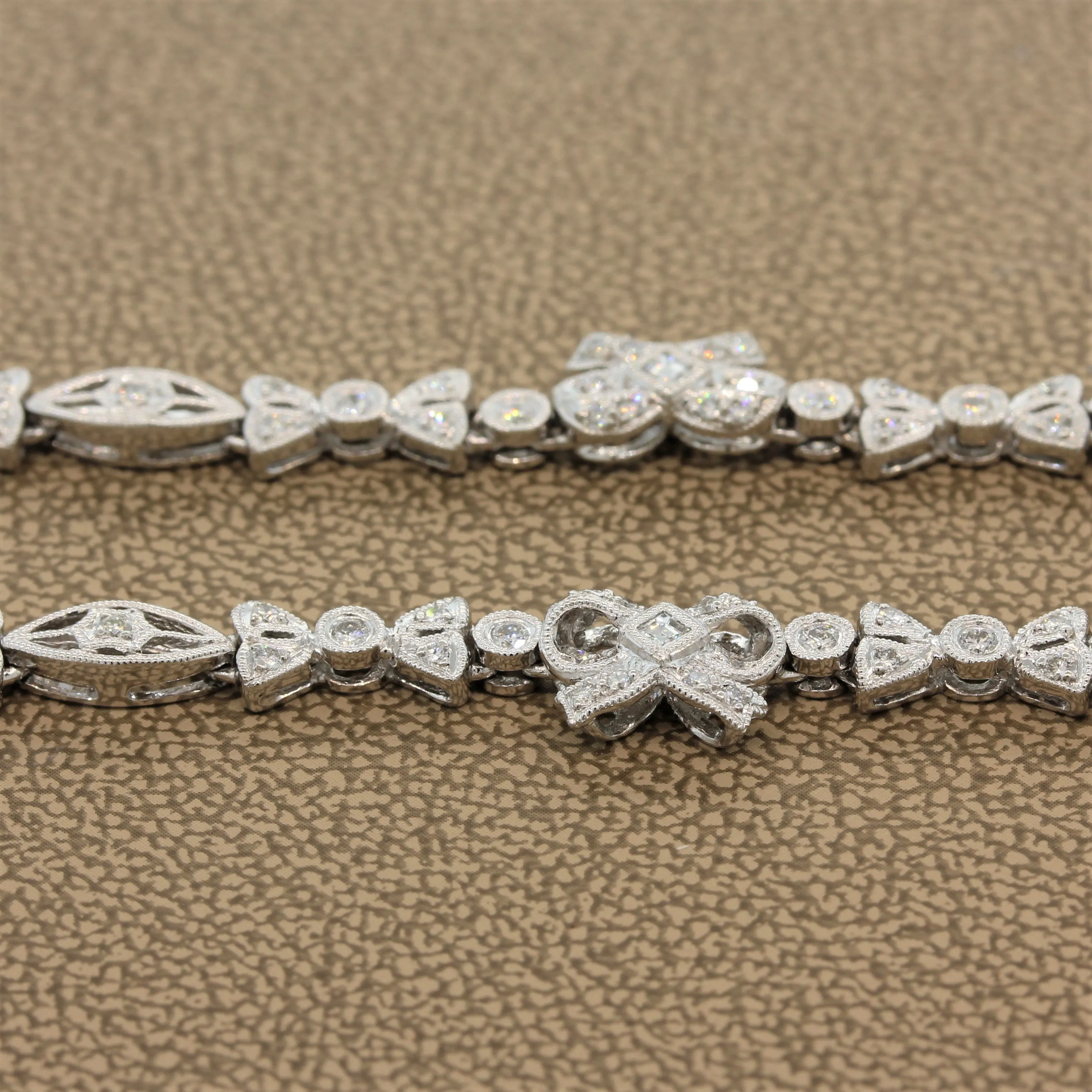 Antique Style Diamond Platinum Filigree Necklace