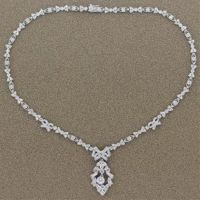 Antique Style Diamond Platinum Filigree Necklace