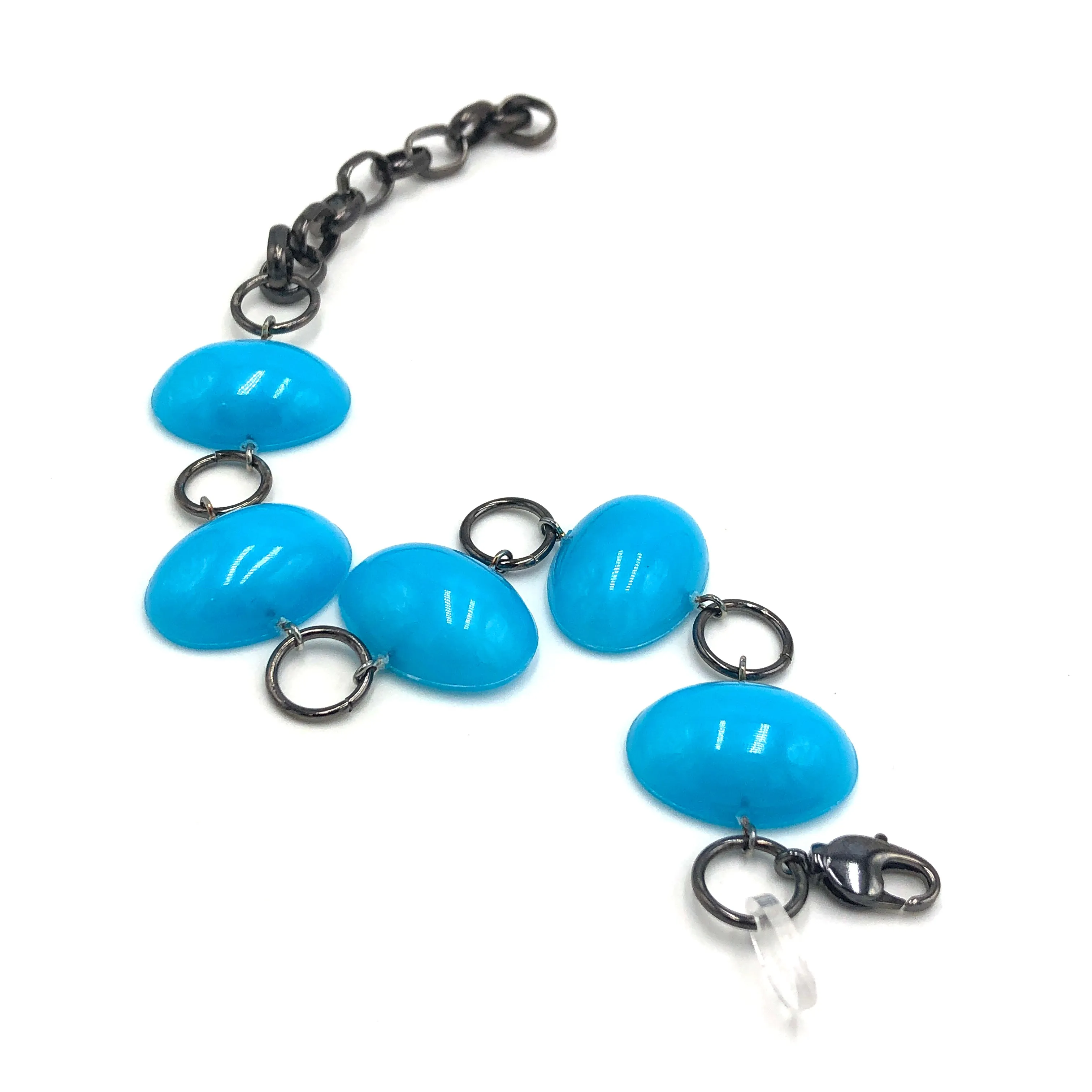 Aqua Blue Jelly Bean Stations Bracelet