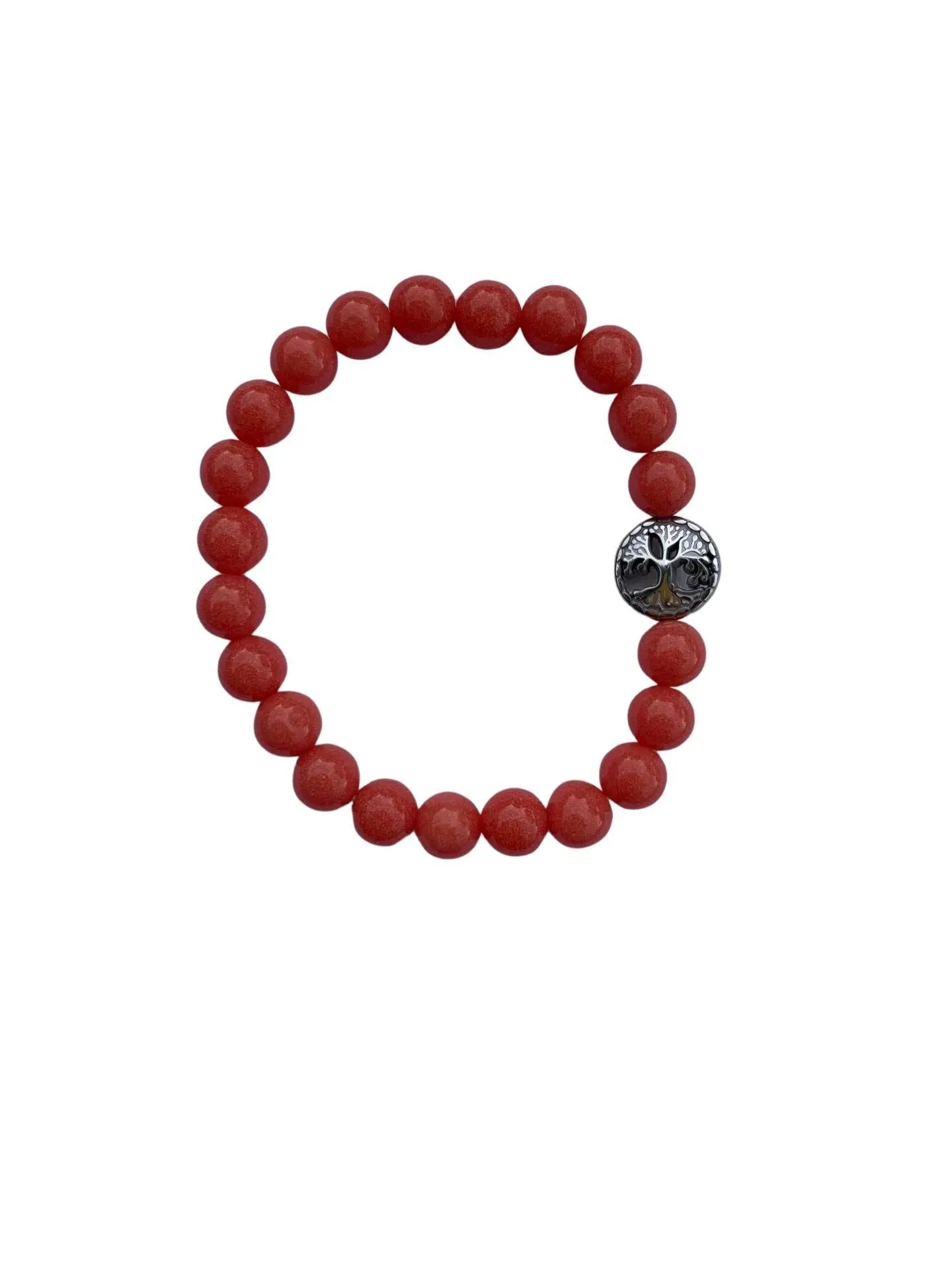 Aragonite Coral Bracelet 8 mm Round Beads - Naturally Glows in the Dark