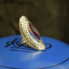 Arrow Inlay Amethyst Ring (925) Sterling Silver