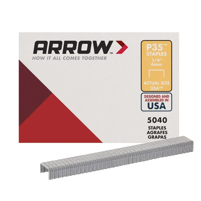 Arrow P35 7/16 in. W X 1/4 in. L 25 Ga. Flat Crown Heavy Duty Staples 5040 pk