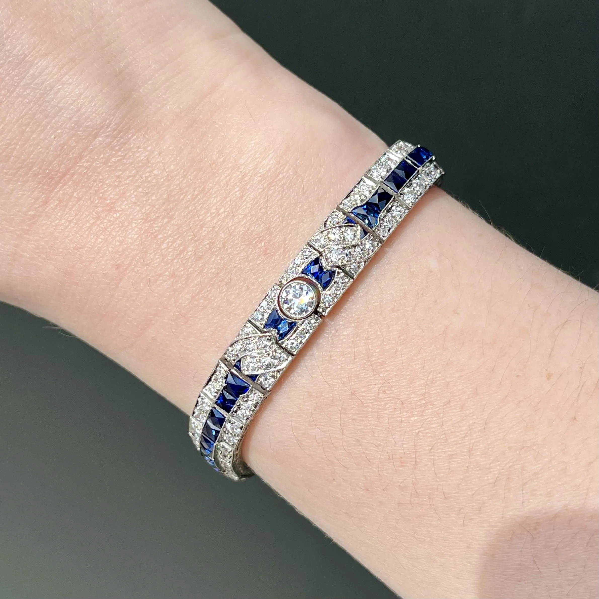 Art Deco 3.35 CTW Diamond and Sapphire Bracelet