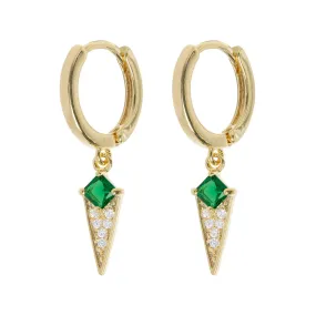 Arya - Green Crystal Stud Hoop Earrings