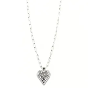 Ashley Gold Sterling Silver Multi-Shaped CZ Heart And Diamond Cut Chain Necklace