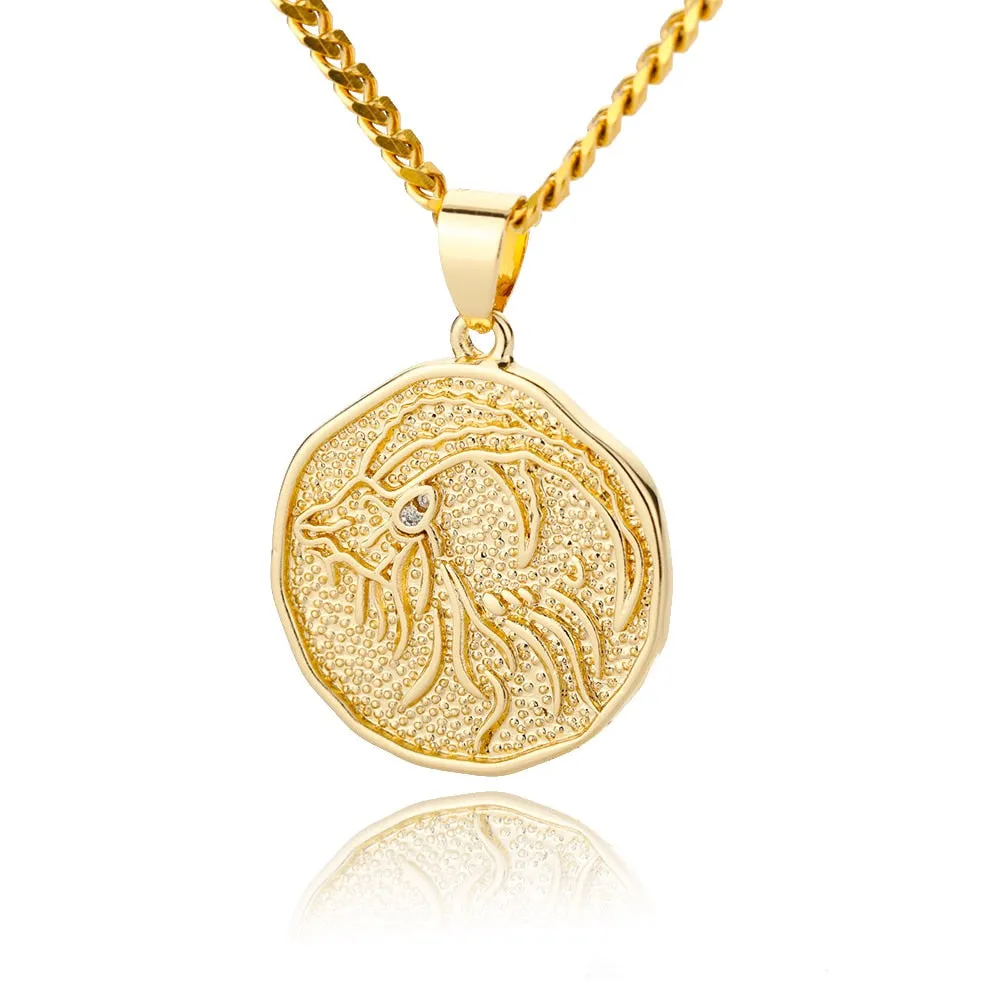 Astrological Sign Coin Pendant Necklace