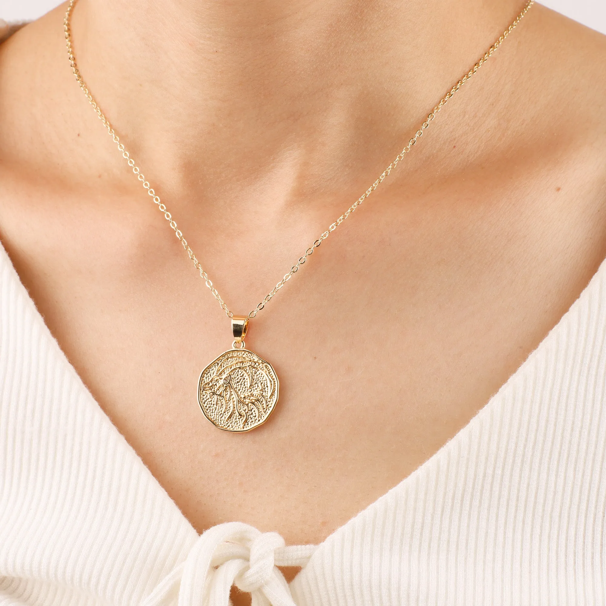 Astrological Sign Coin Pendant Necklace