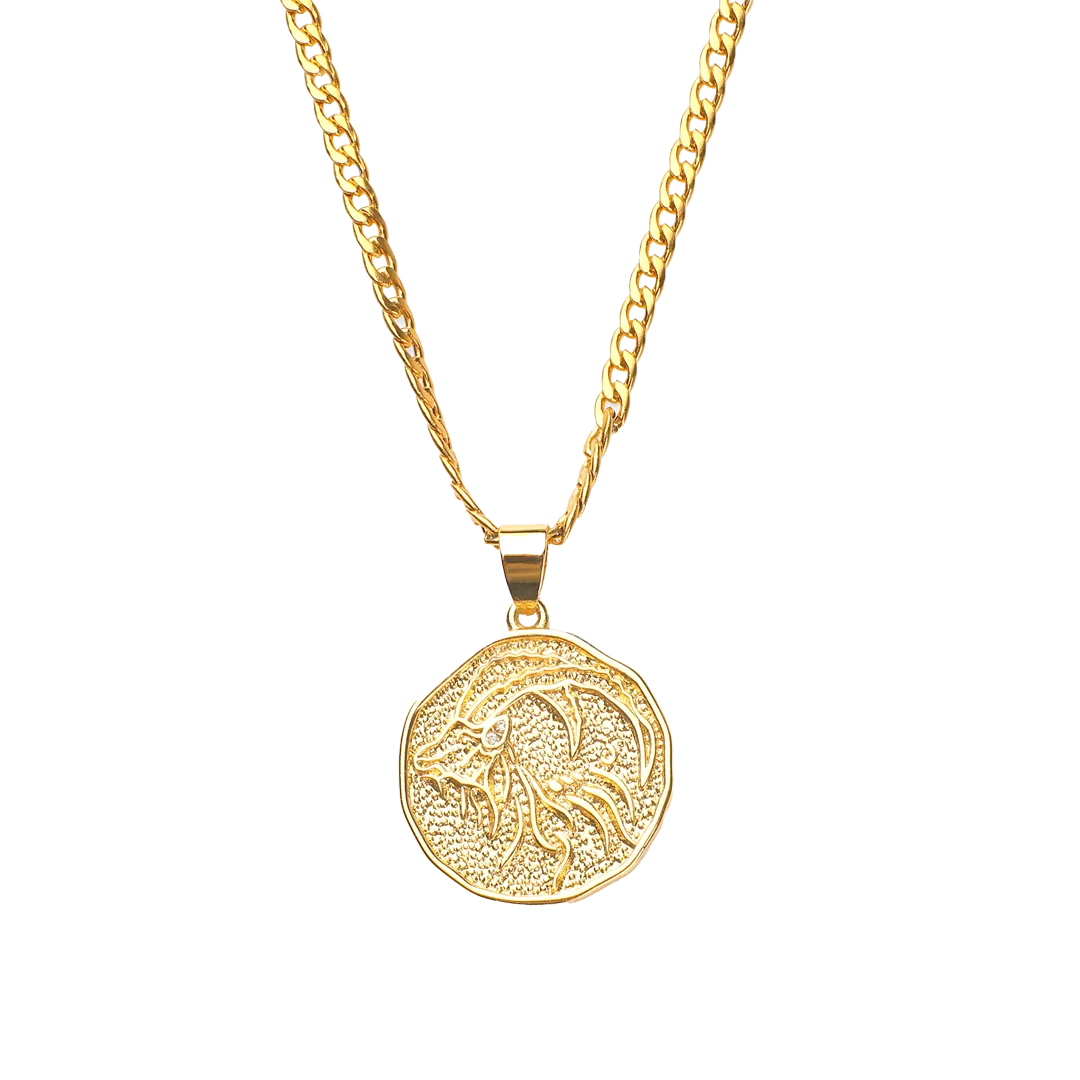 Astrological Sign Coin Pendant Necklace