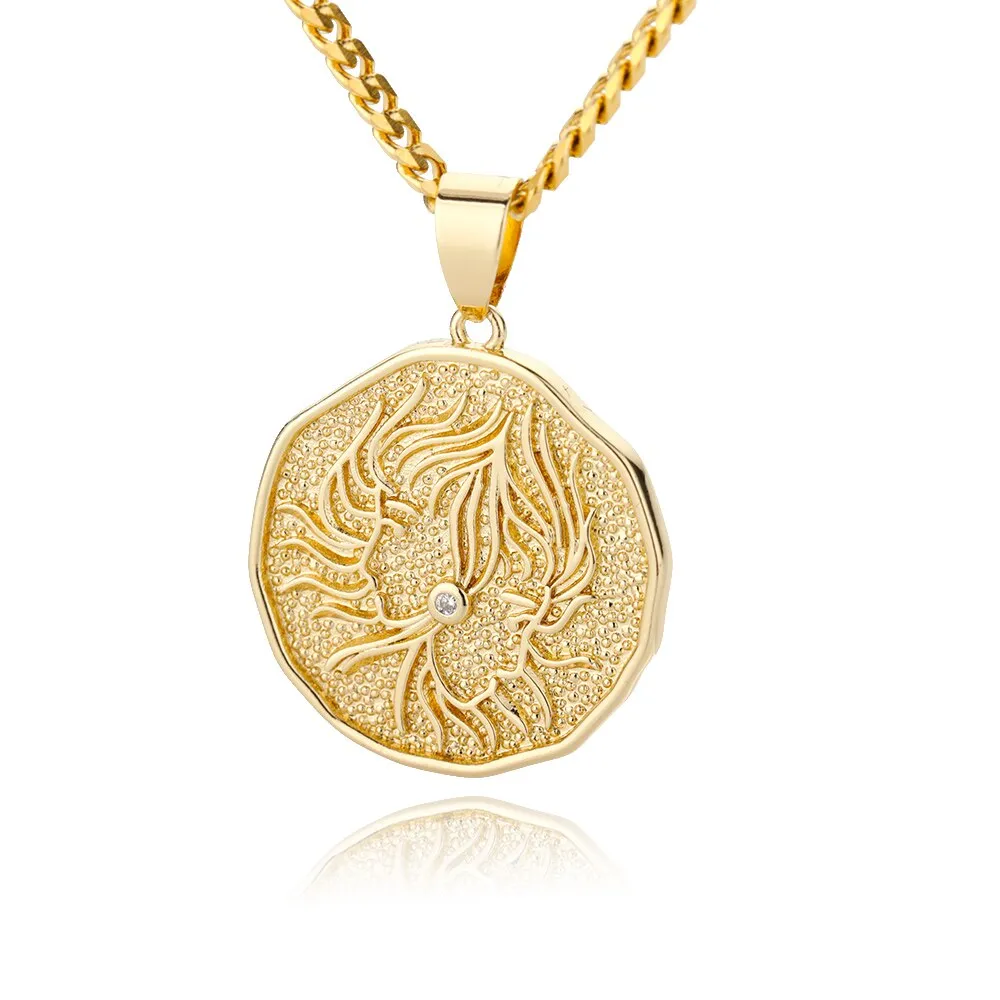 Astrological Sign Coin Pendant Necklace