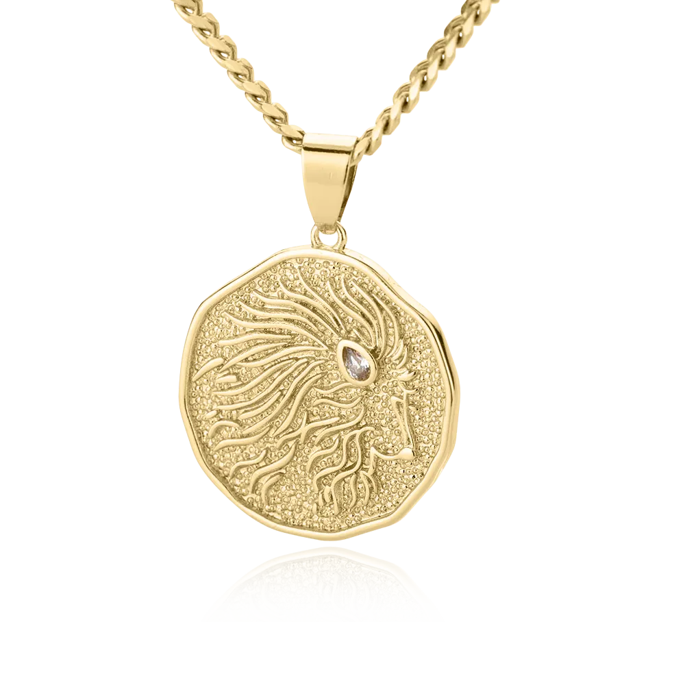 Astrological Sign Coin Pendant Necklace