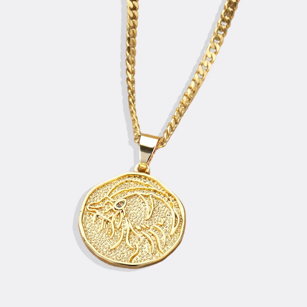 Astrological Sign Coin Pendant Necklace