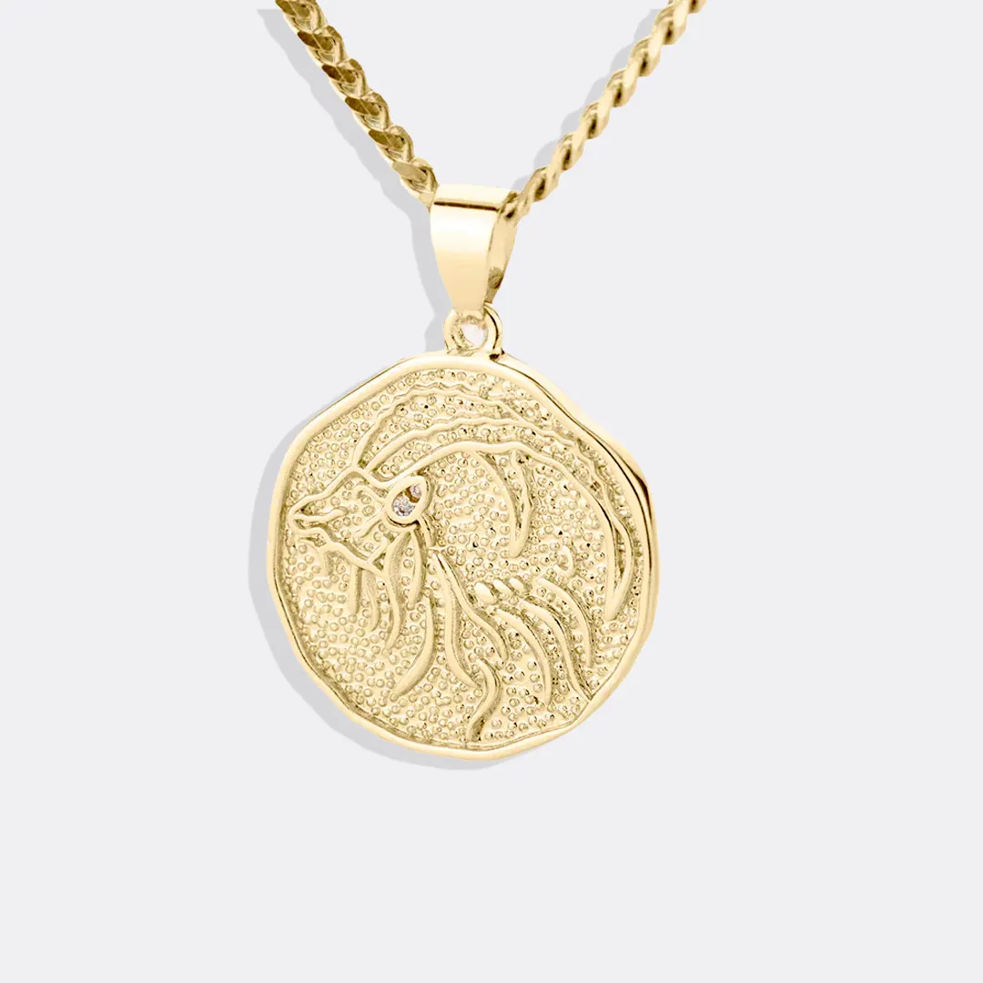 Astrological Sign Coin Pendant Necklace