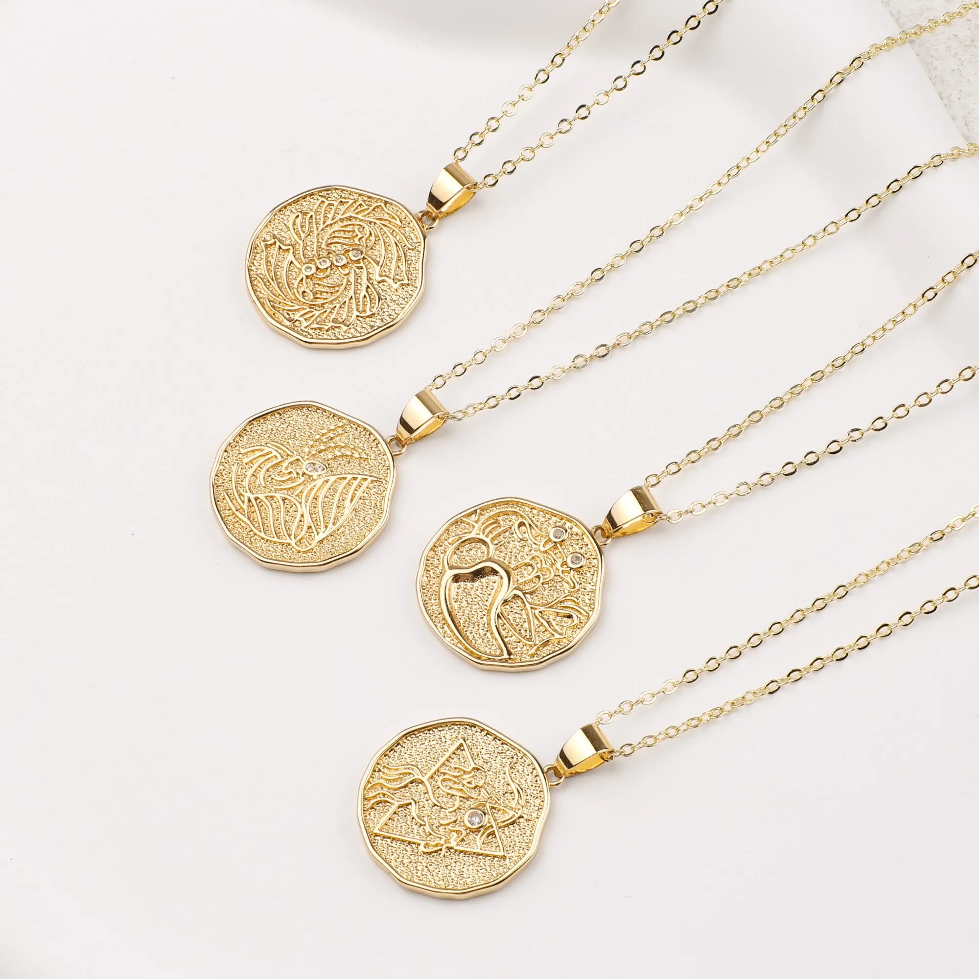 Astrological Sign Coin Pendant Necklace